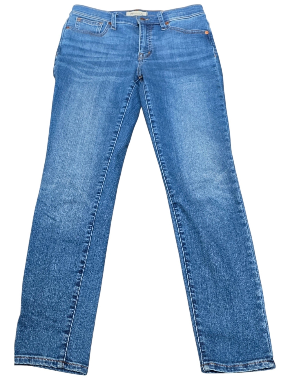 Women Madewell Classic Blue 9" Mid-rise Skinny Straight-Leg Jeans (Size: 27)